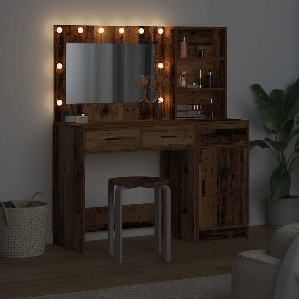 Schminktisch mit Spiegelbeleuchtung 2 pcs Braun Holzwerkstoff