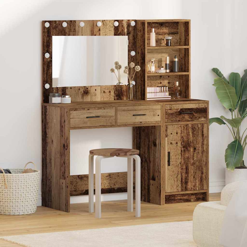 Schminktisch mit Spiegelbeleuchtung 2 pcs Braun Holzwerkstoff