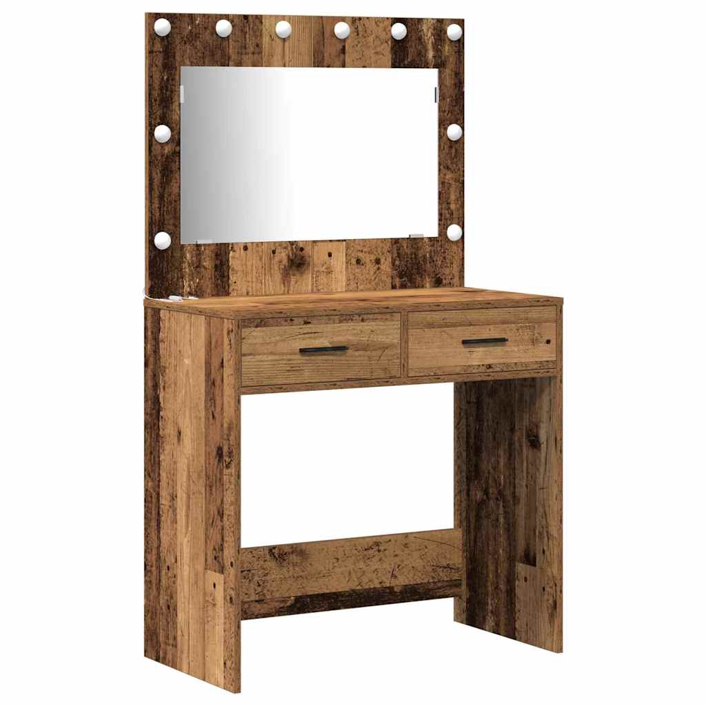 Schminktisch mit Spiegelbeleuchtung 2 pcs Braun Holzwerkstoff