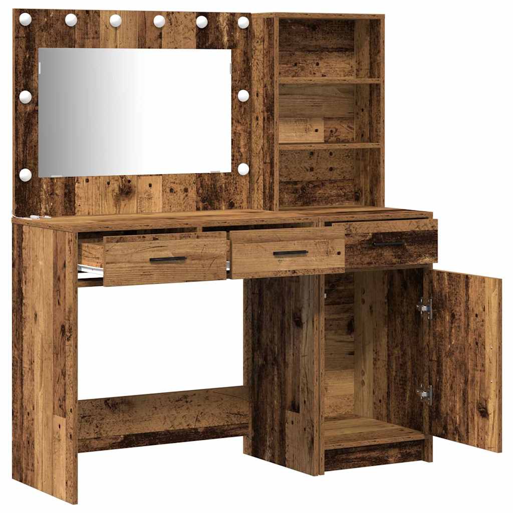 Schminktisch mit Spiegelbeleuchtung 2 pcs Braun Holzwerkstoff