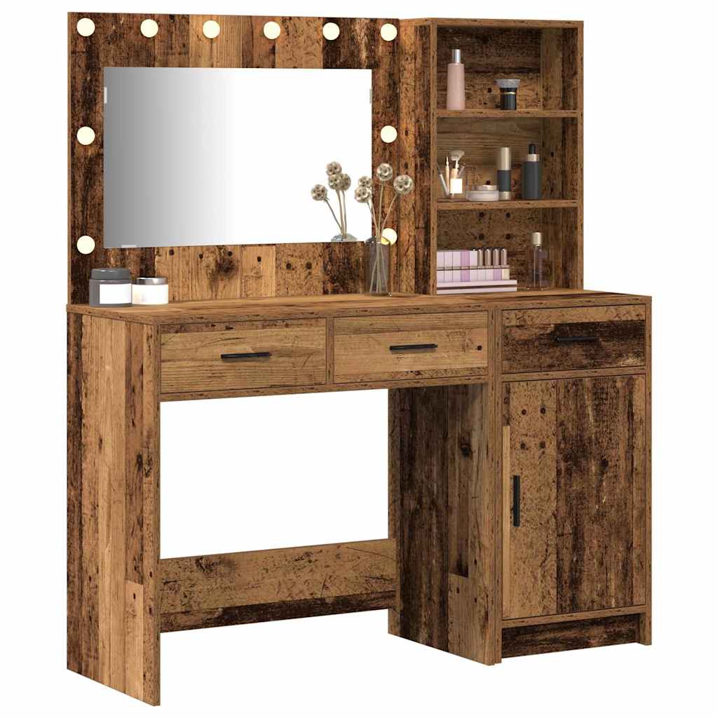 Schminktisch mit Spiegelbeleuchtung 2 pcs Braun Holzwerkstoff