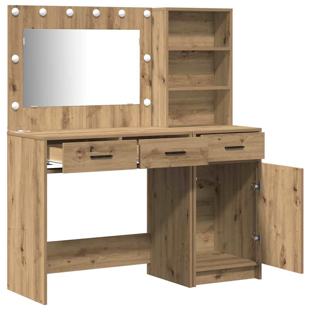 Schminktisch mit Spiegelbeleuchtung 2 pcs Braun Holzwerkstoff