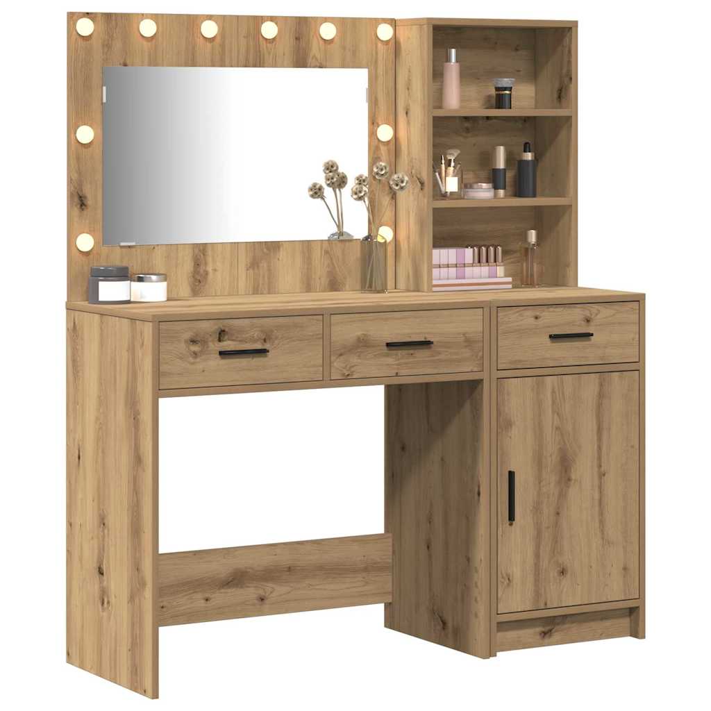 Schminktisch mit Spiegelbeleuchtung 2 pcs Braun Holzwerkstoff