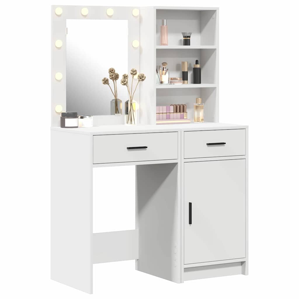 Schminktisch Set 2 stk. Weiß Holzwerkstoff