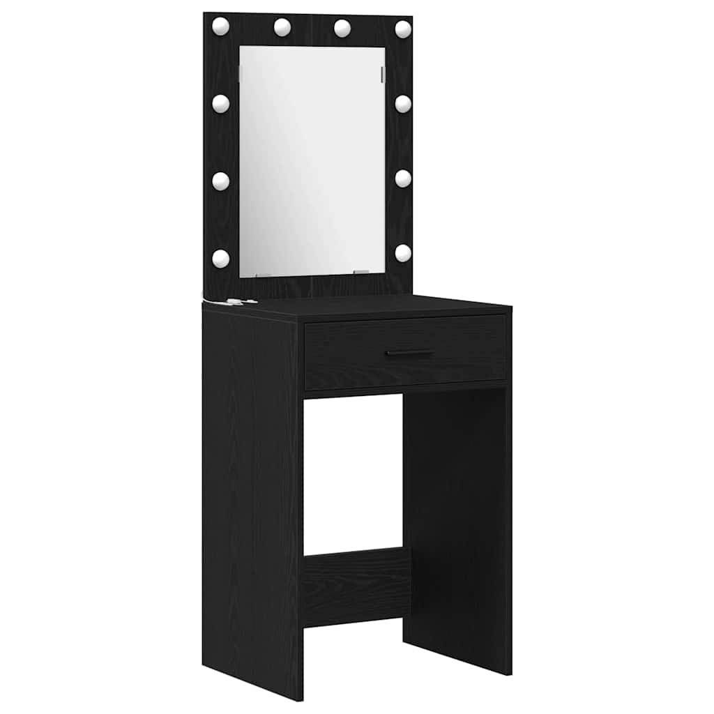 Schminktisch Set 2 stk. Schwarz Eichen-Optik Holzwerkstoff