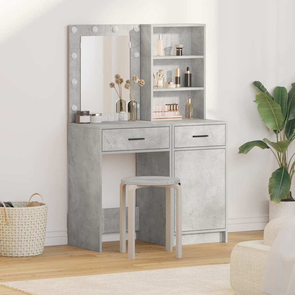 Schminktisch Set 2 stk. Beton Grau Holzwerkstoff