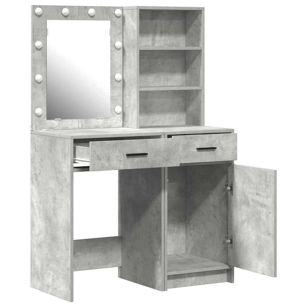 Schminktisch Set 2 stk. Beton Grau Holzwerkstoff