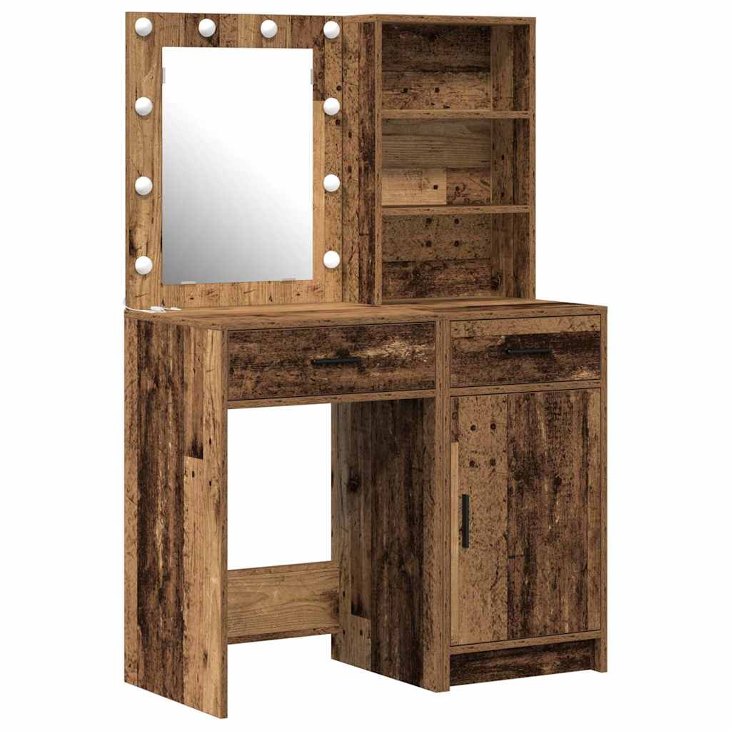 Schminktisch Set mit Schubladen 2 pcs Altholz Holzwerkstoff