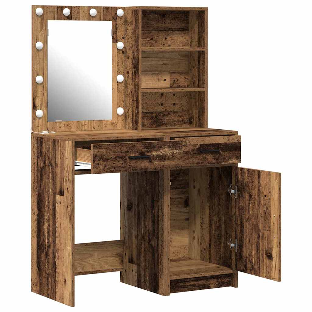 Schminktisch Set mit Schubladen 2 pcs Altholz Holzwerkstoff