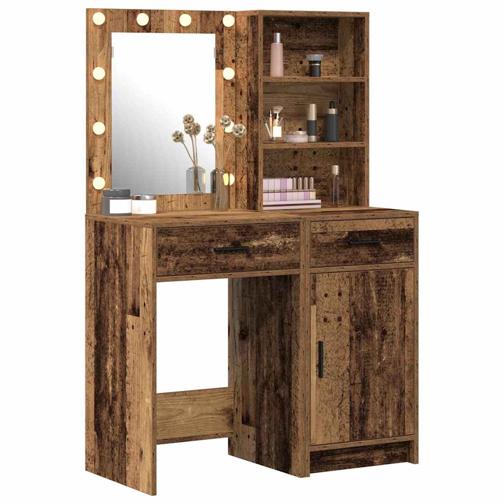 Schminktisch Set mit Schubladen 2 pcs Altholz Holzwerkstoff