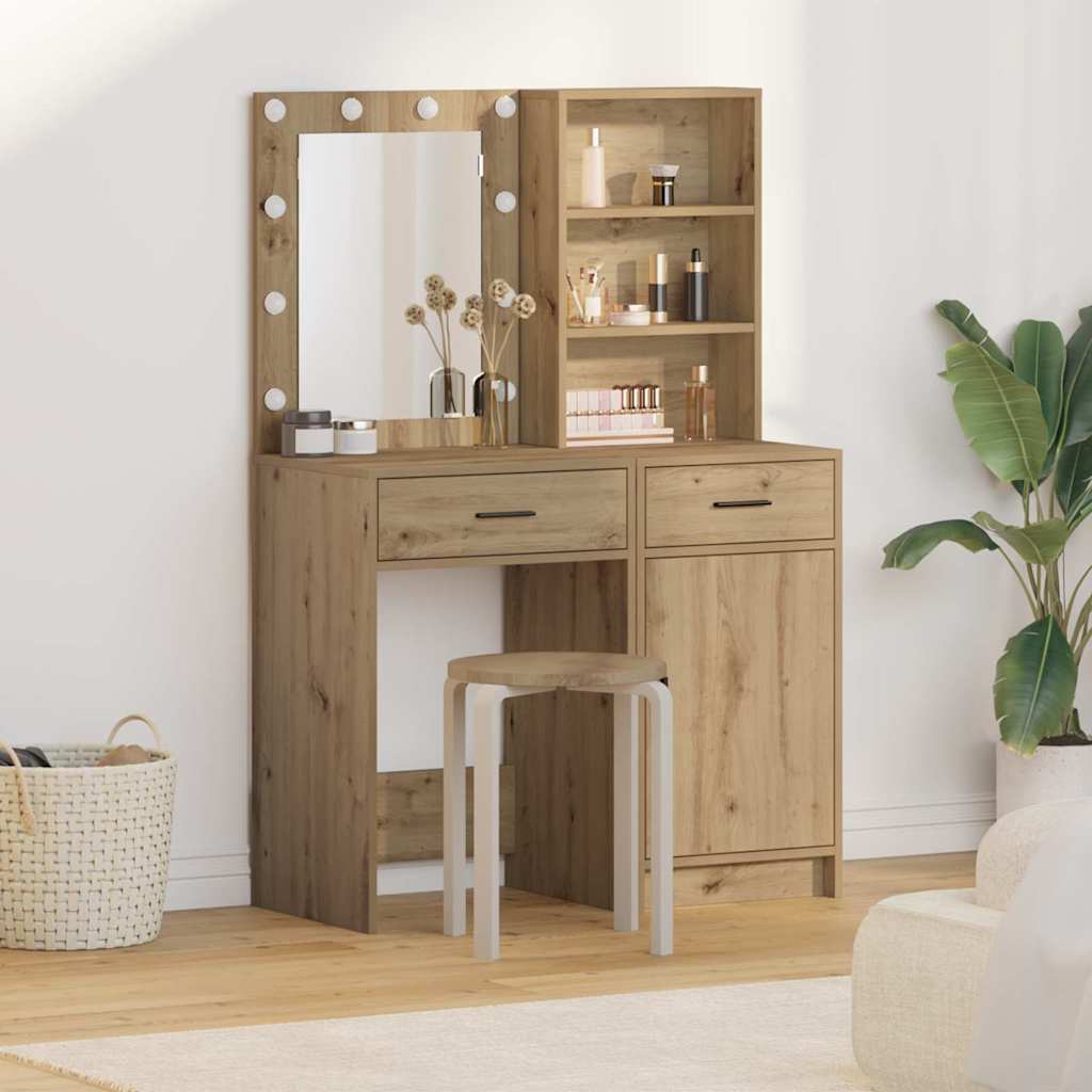 Schminktisch Set 2 Stk. Artisan-Eiche Holzwerkstoff