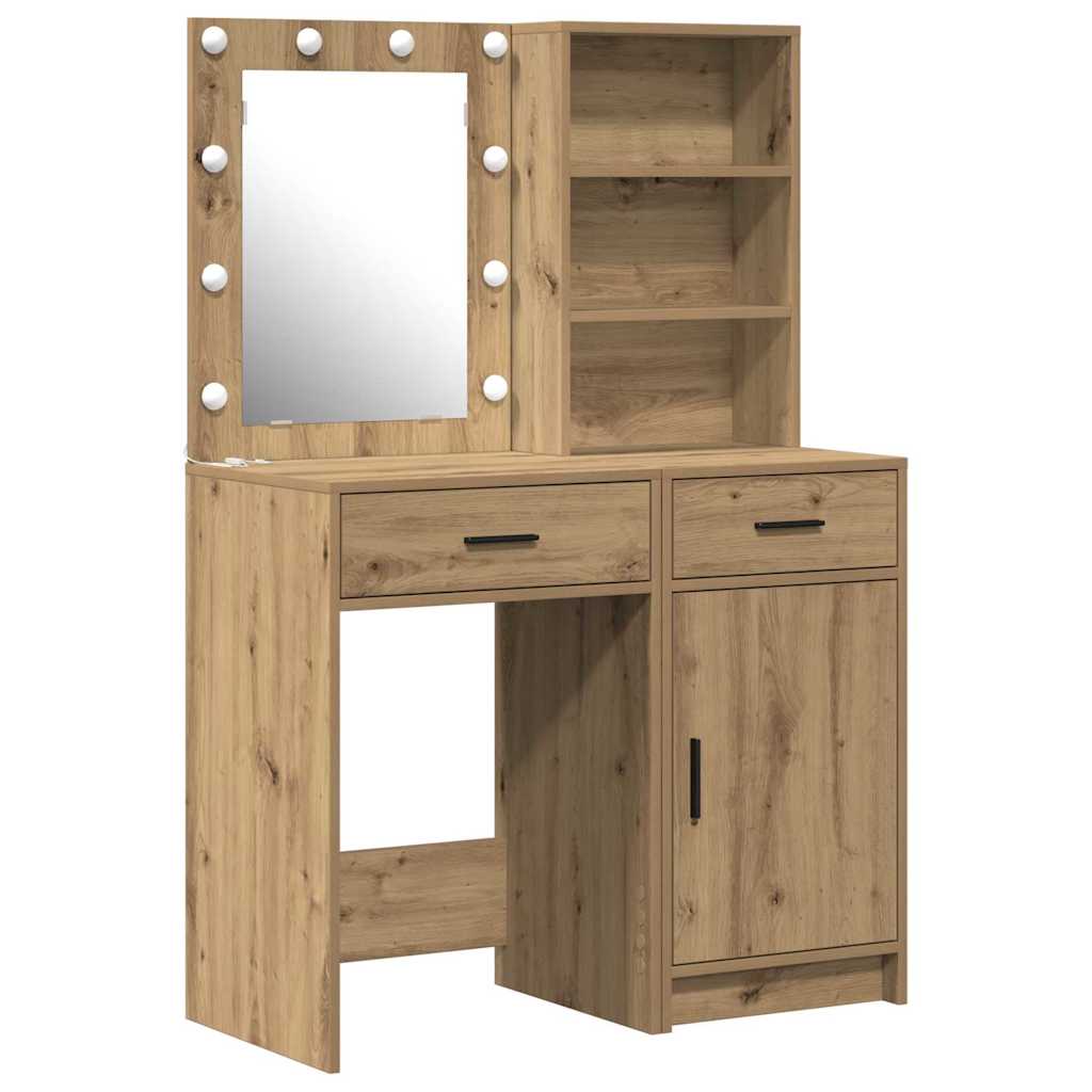 Schminktisch Set 2 Stk. Artisan-Eiche Holzwerkstoff