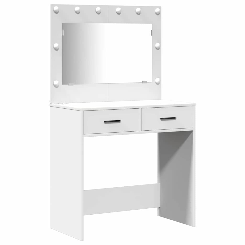 Schminktisch Set 3 stk. Weiß Holzwerkstoff