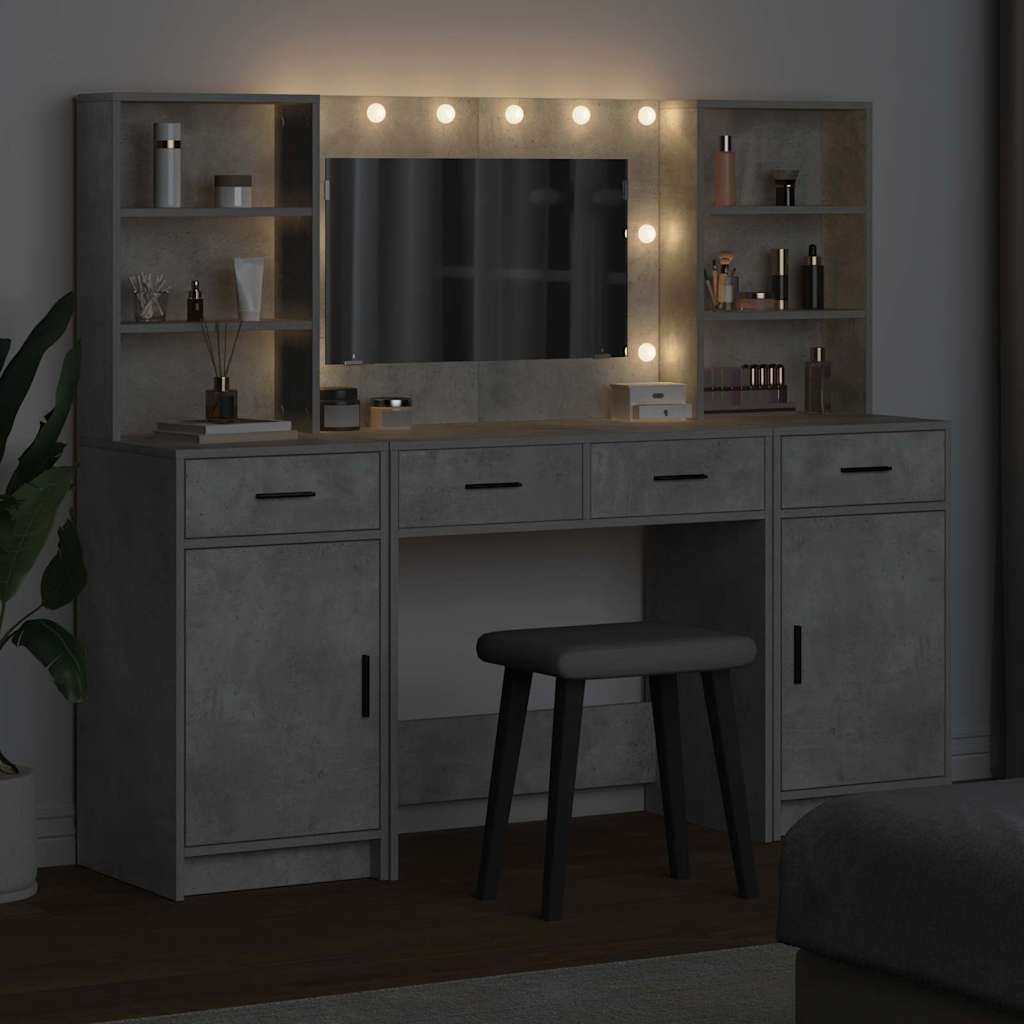 Schminktisch Set 3 Stk. Beton Grau Holzwerkstoff