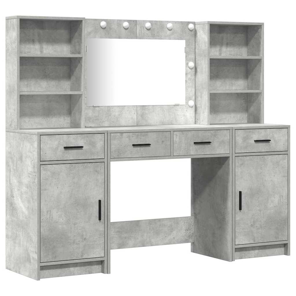 Schminktisch Set 3 Stk. Beton Grau Holzwerkstoff
