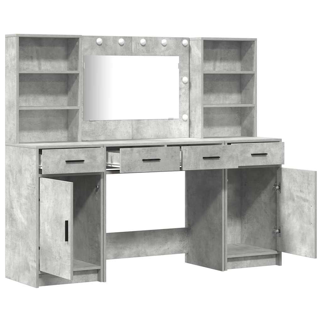 Schminktisch Set 3 Stk. Beton Grau Holzwerkstoff