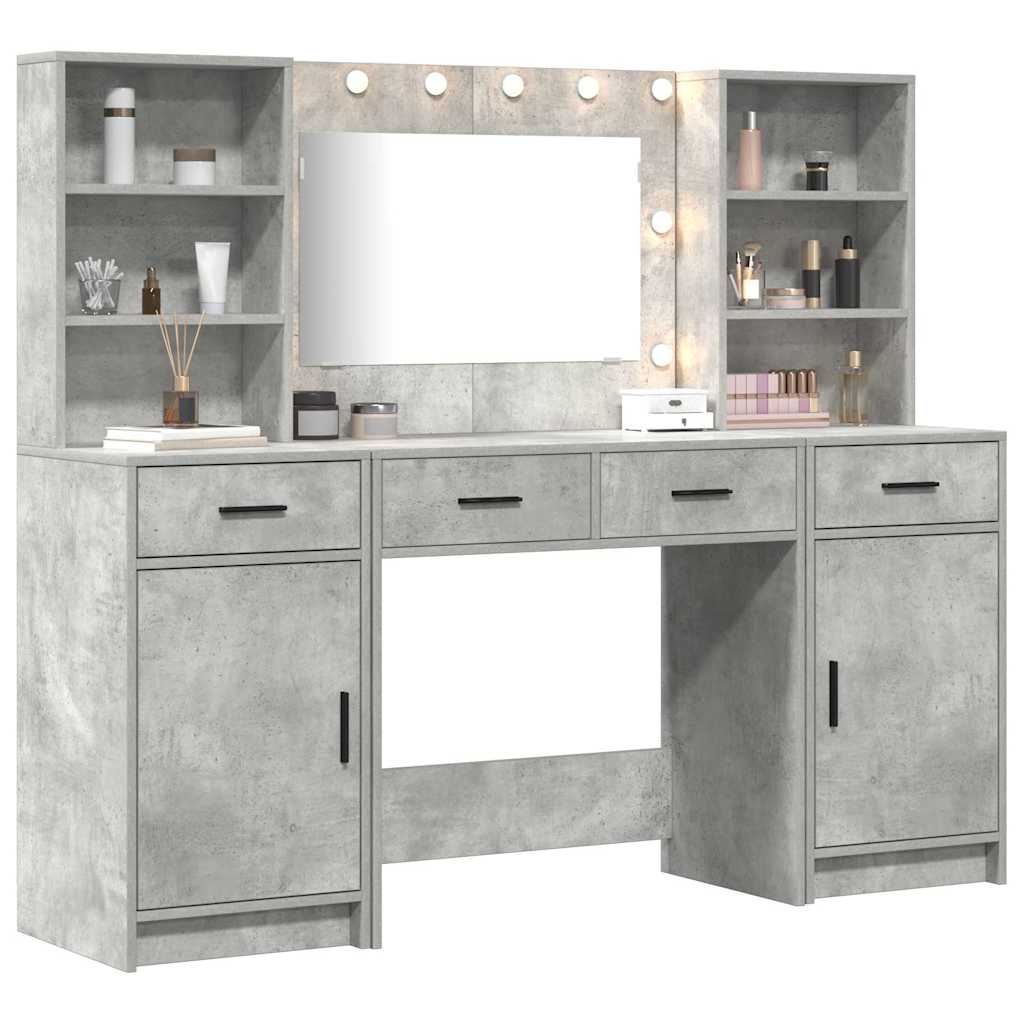 Schminktisch Set 3 Stk. Beton Grau Holzwerkstoff