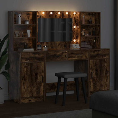 Schminktisch Set 3 stk. Geräucherte Eiche 158,5 x 41 x 135 cm