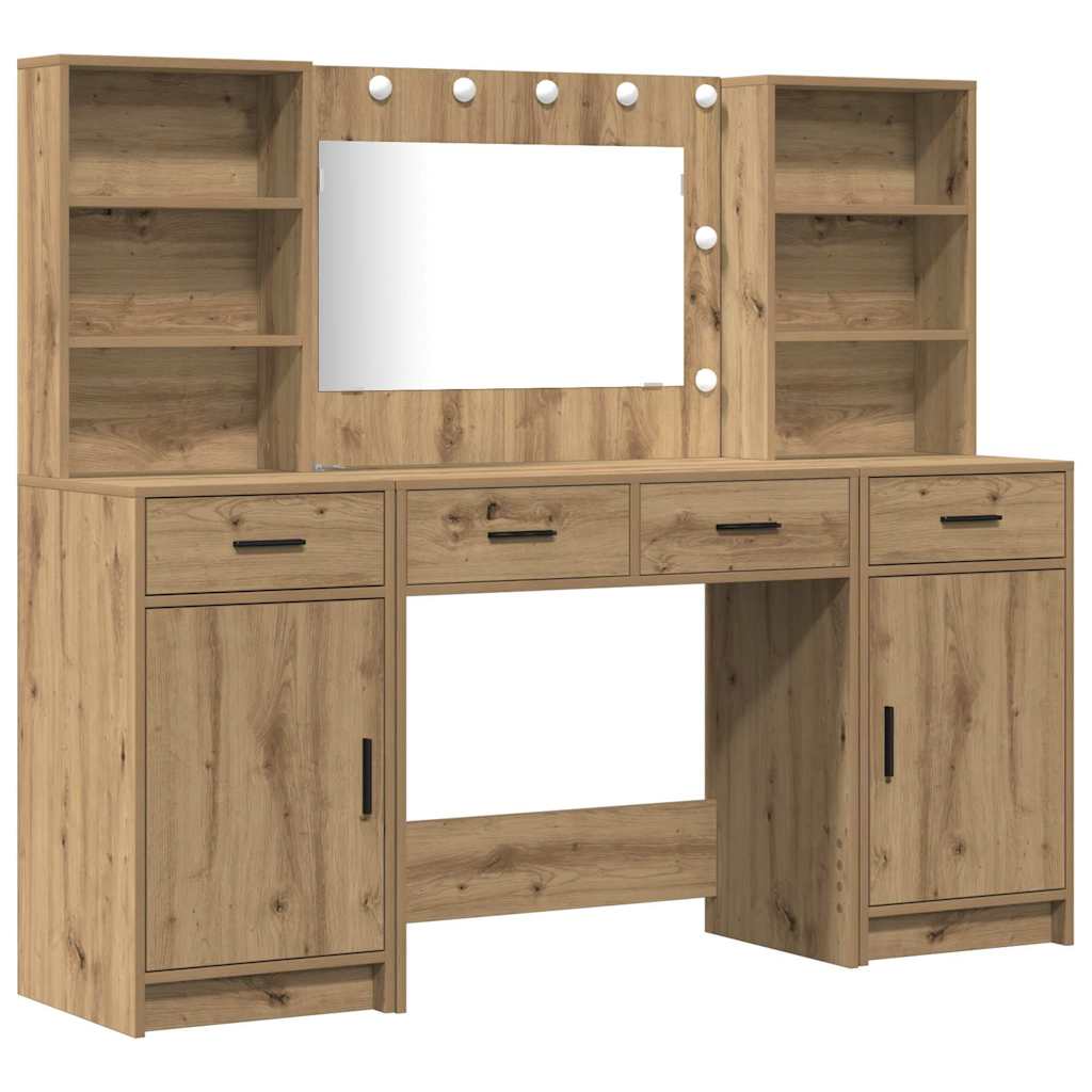 Schminktisch Set 3 Stk. Artisan-Eiche Holzwerkstoff