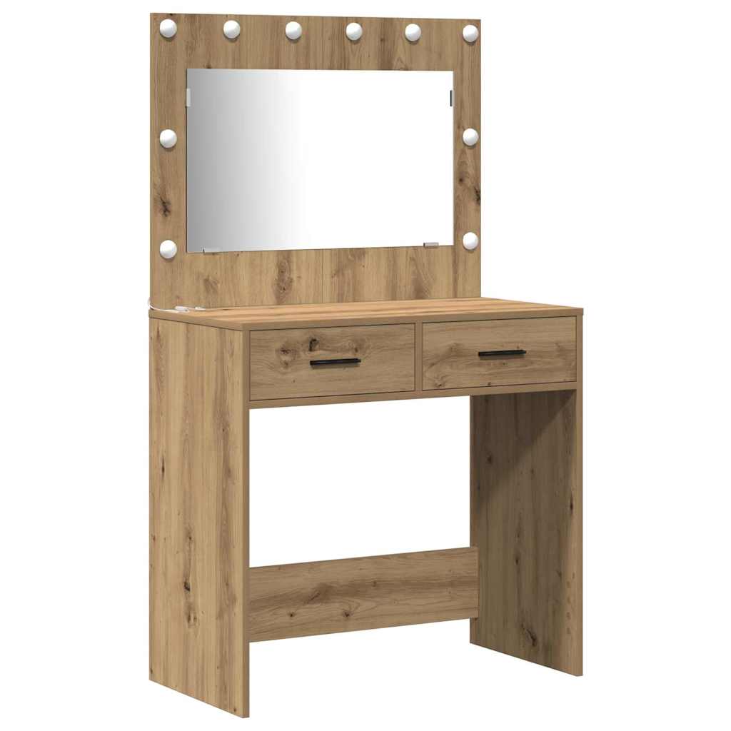 Schminktisch Set 3 Stk. Artisan-Eiche Holzwerkstoff
