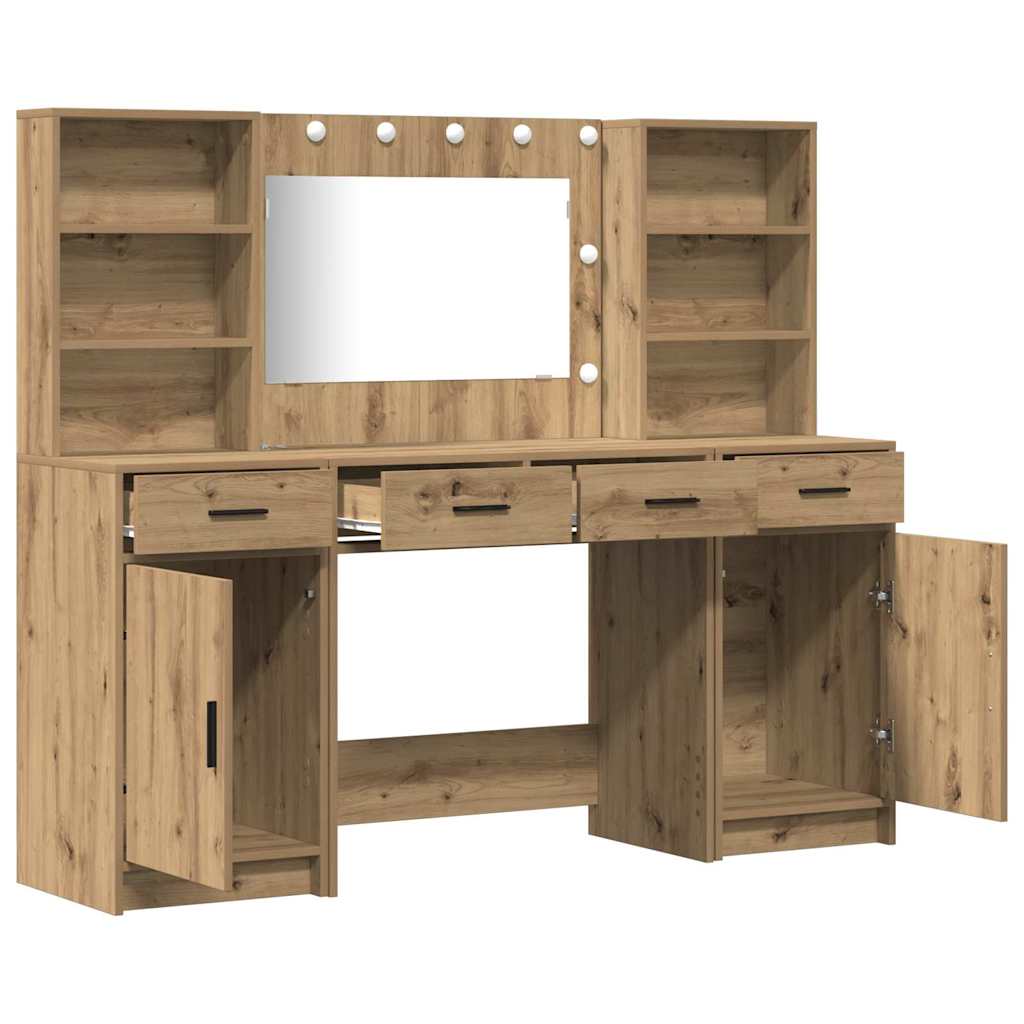 Schminktisch Set 3 Stk. Artisan-Eiche Holzwerkstoff