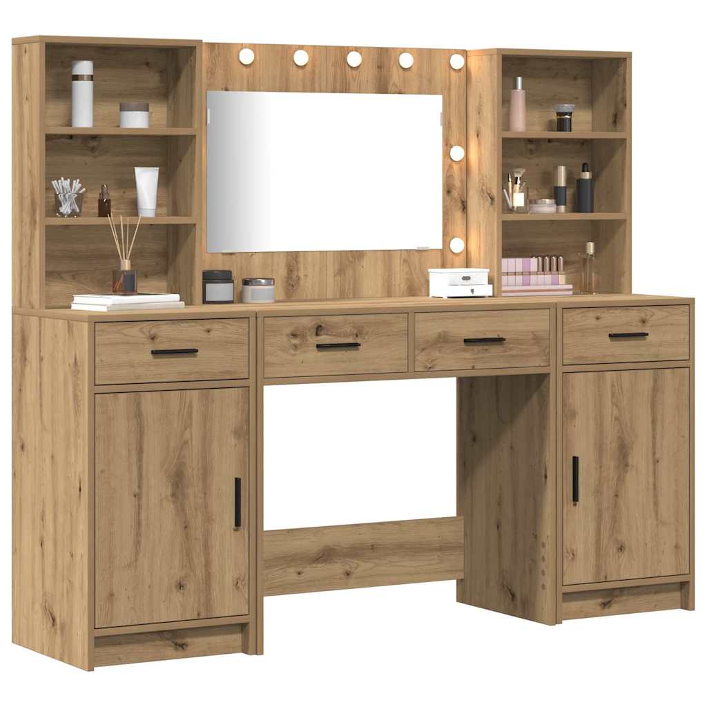 Schminktisch Set 3 Stk. Artisan-Eiche Holzwerkstoff
