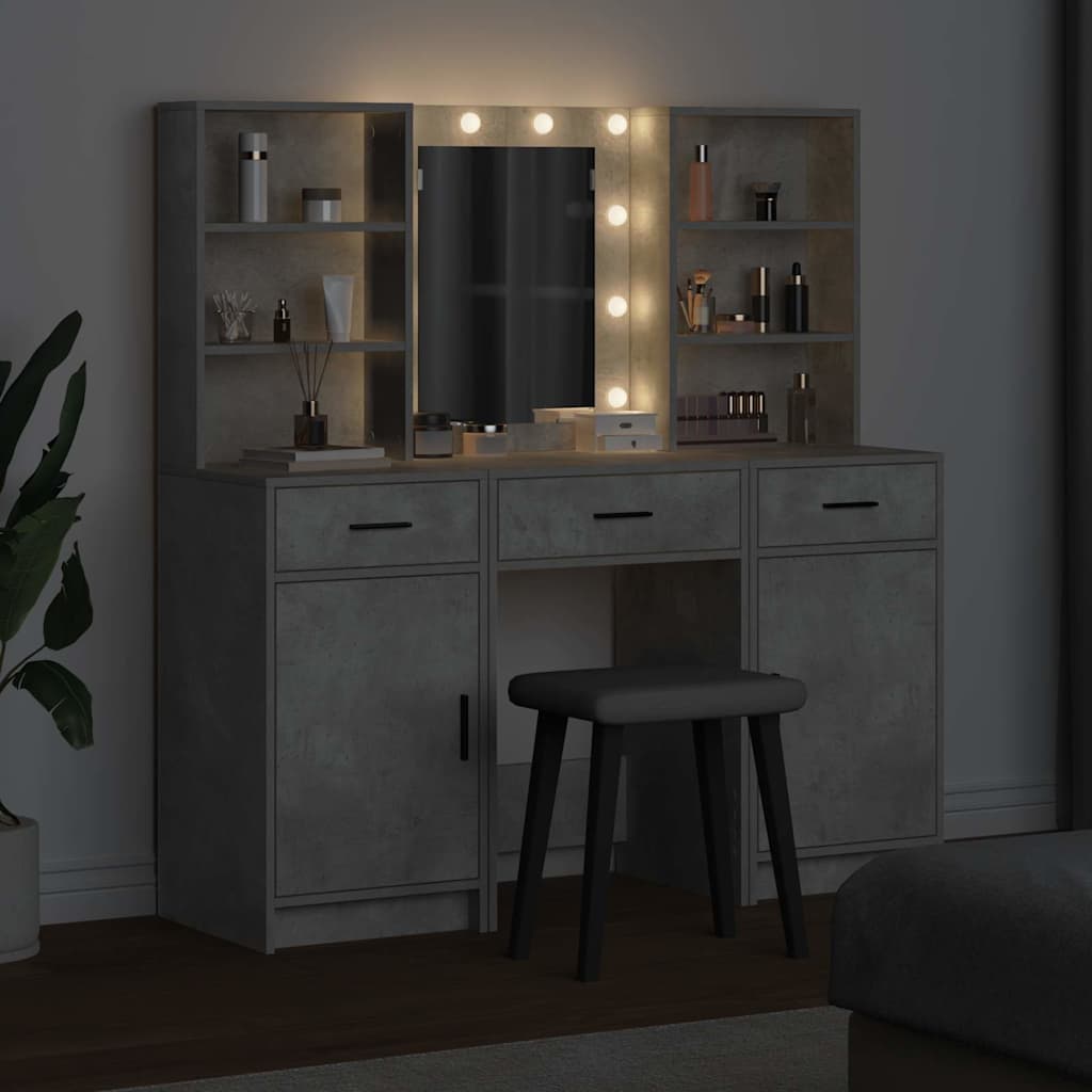 Schminktisch Set 3 Stk. Beton Grau Holzwerkstoff