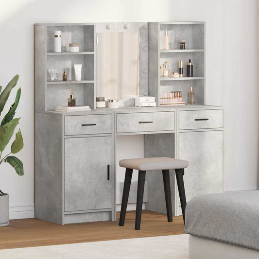 Schminktisch Set mit Regal 3 pcs Beton Grau 50 x 41 x 135 cm