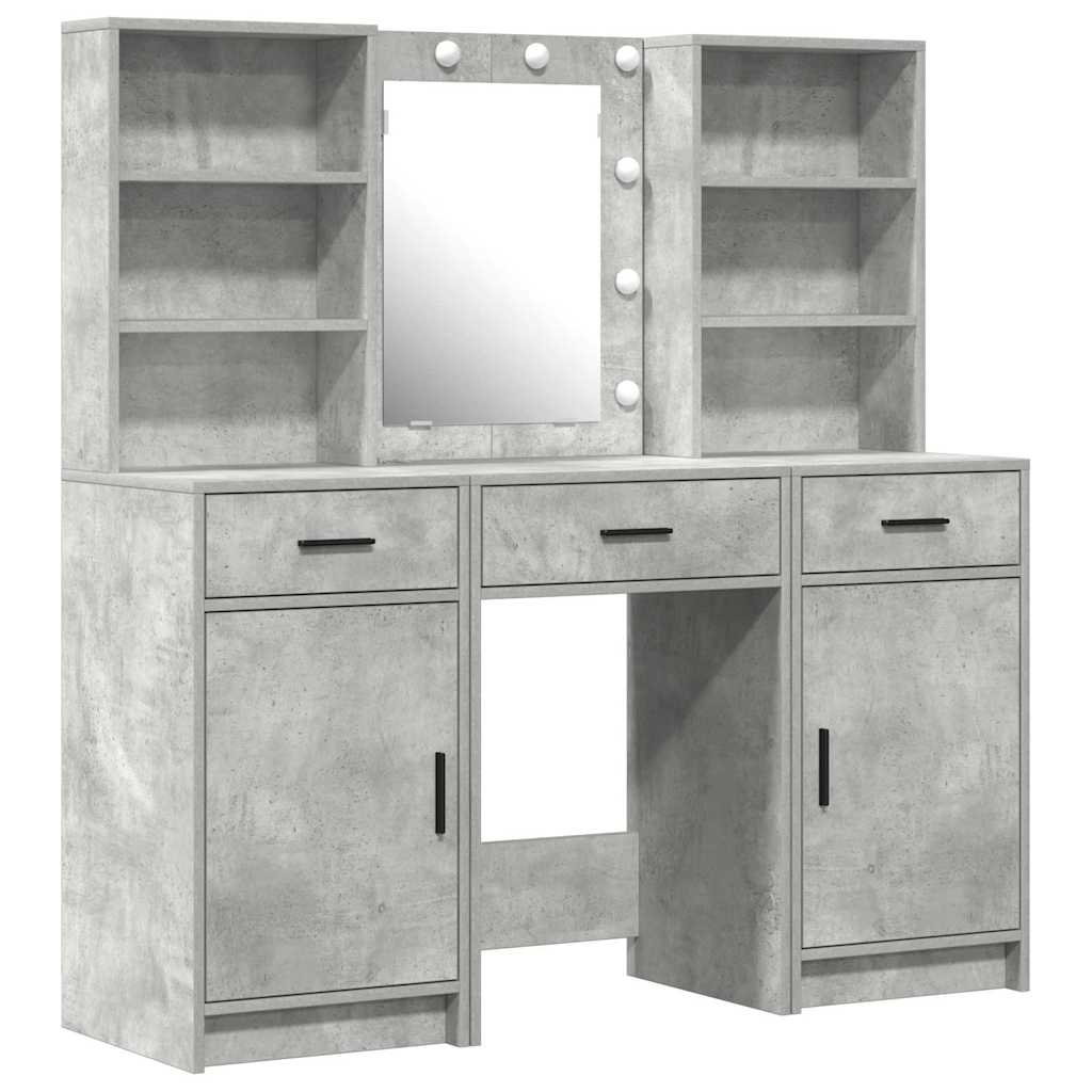 Schminktisch Set 3 Stk. Beton Grau Holzwerkstoff