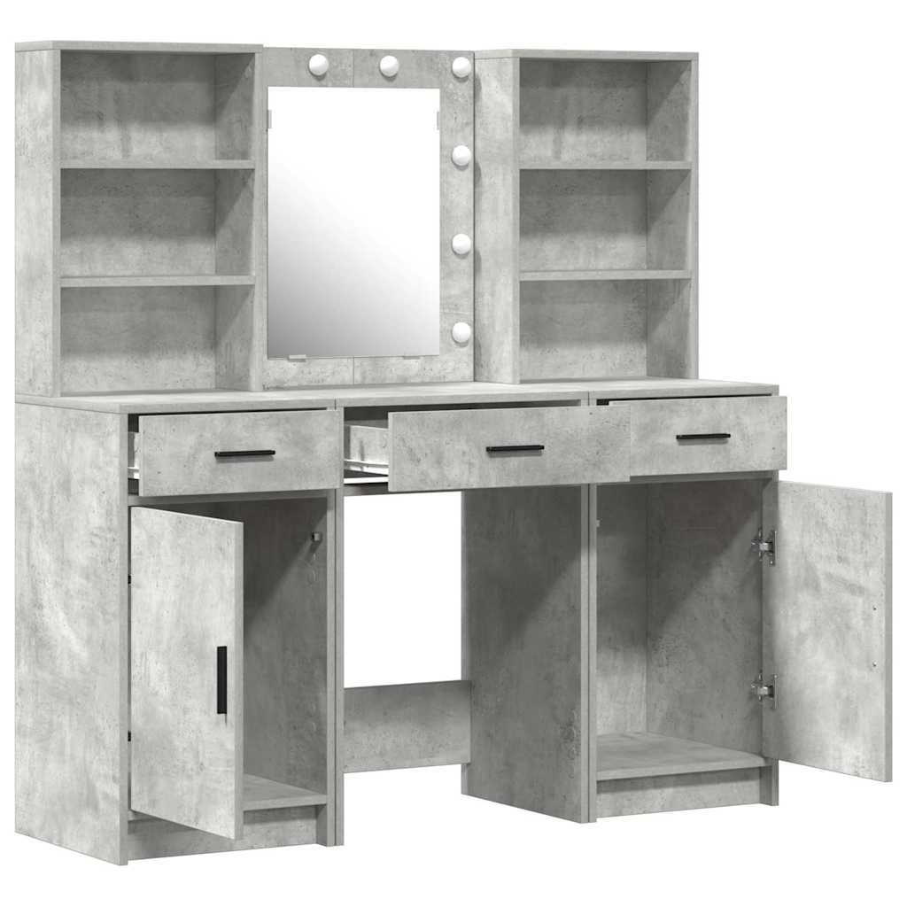 Schminktisch Set 3 Stk. Beton Grau Holzwerkstoff