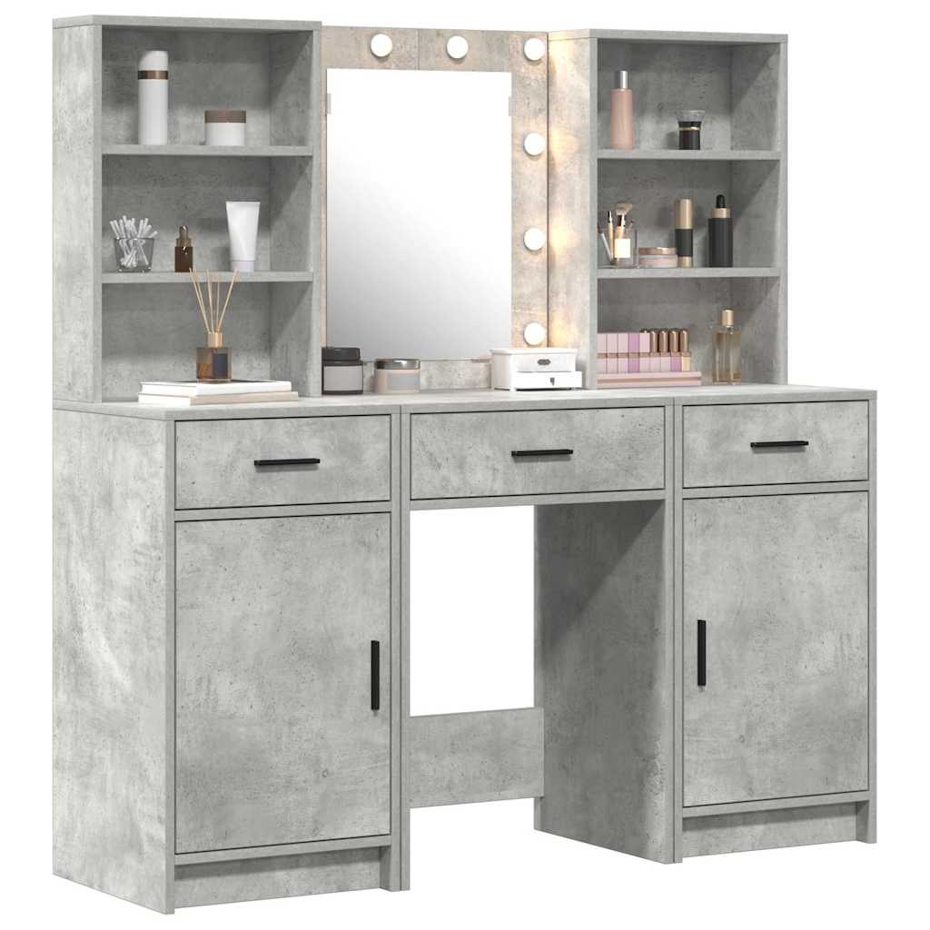 Schminktisch Set 3 Stk. Beton Grau Holzwerkstoff