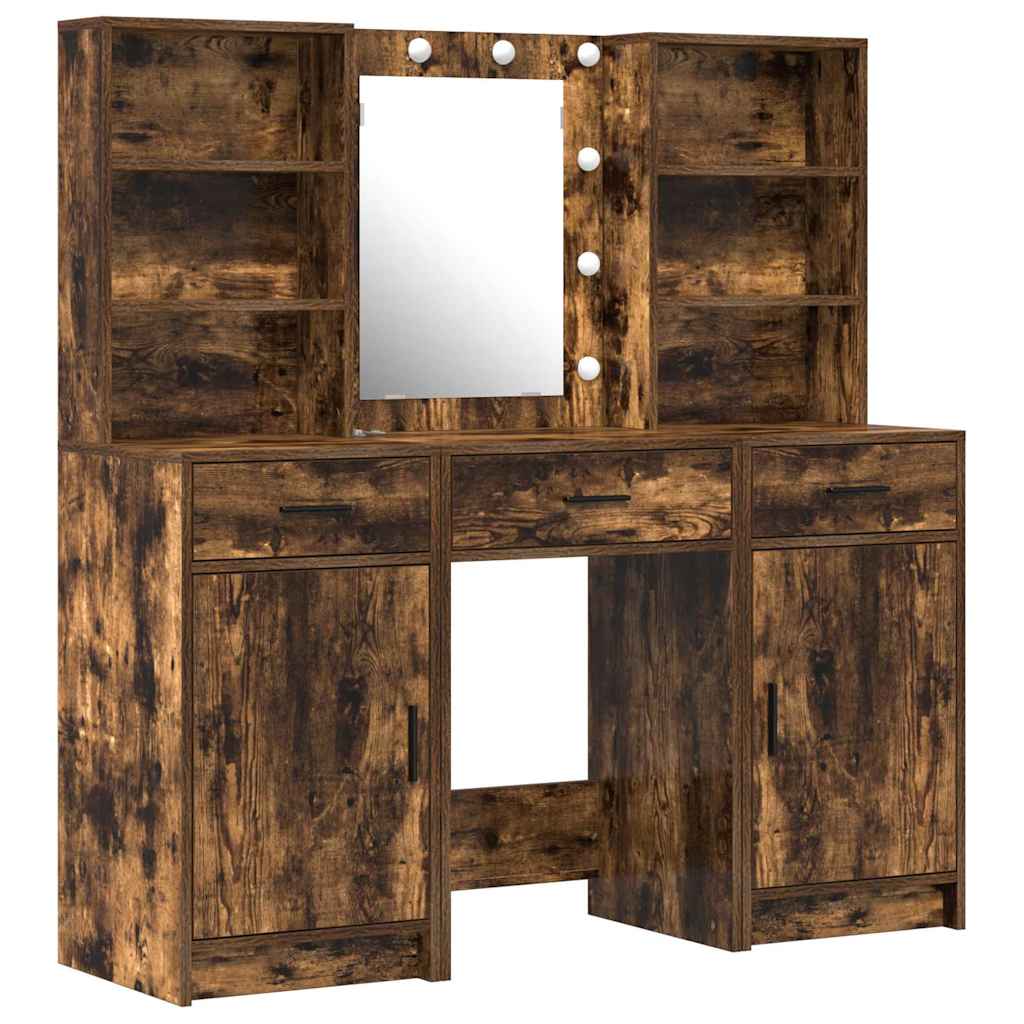 Schminktisch Set mit Tür 3 pcs Geräucherte Eiche Holzwerkstoff