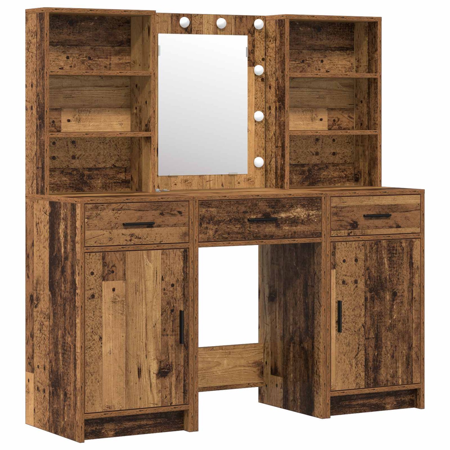 Schminktisch Set mit Schubladen 3 pcs Altholz Holzwerkstoff