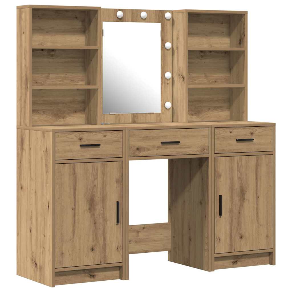 Schminktisch Set 3 Stk. Artisan-Eiche Holzwerkstoff