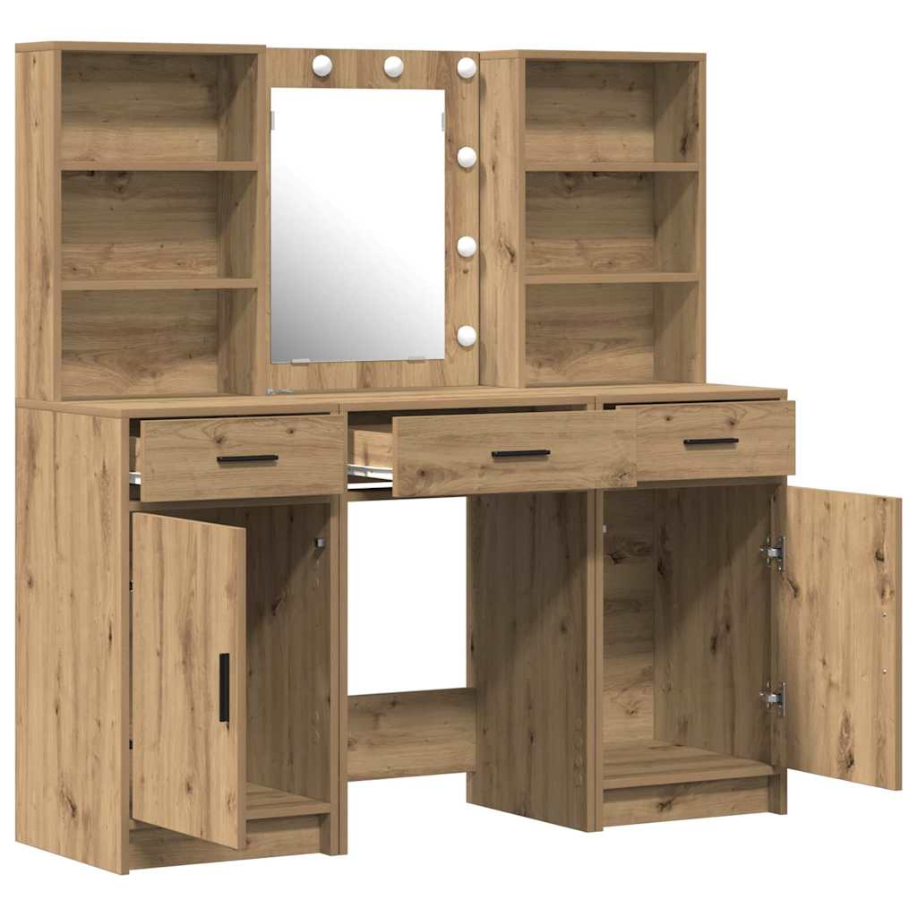 Schminktisch Set 3 Stk. Artisan-Eiche Holzwerkstoff