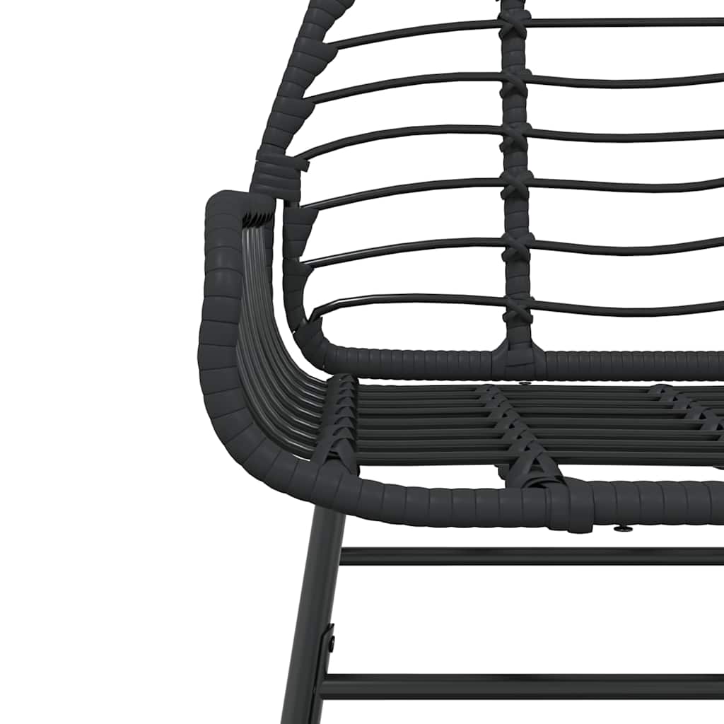 3-teiliges Garten-Esszimmerset aus schwarzem Polyrattanglas