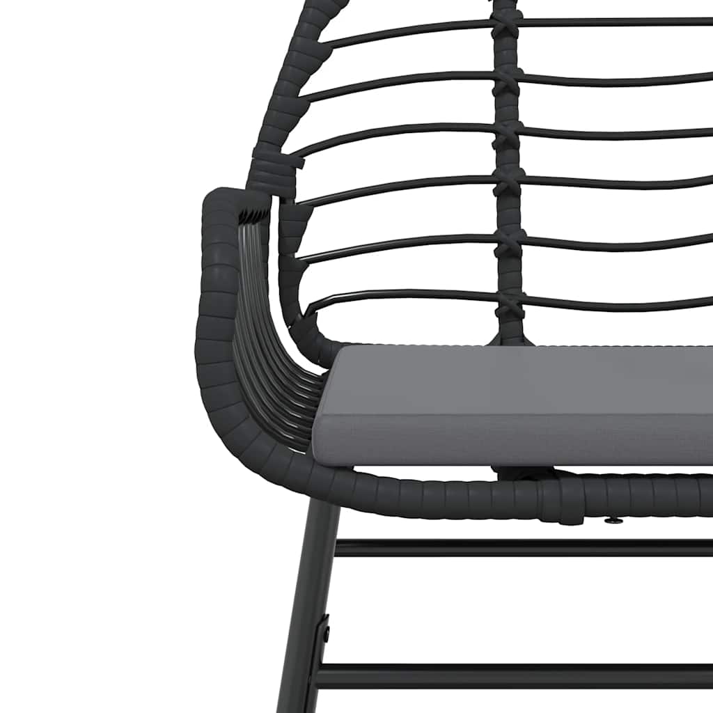 3-tlg. Garten-Essgruppe mit Kissen Schwarz Poly Rattan Glas