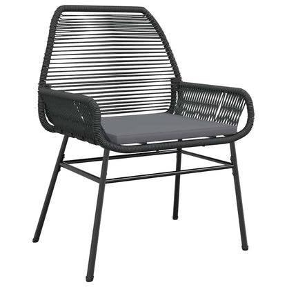 3-tlg. Garten-Essgruppe mit Kissen Schwarz Poly Rattan Glas