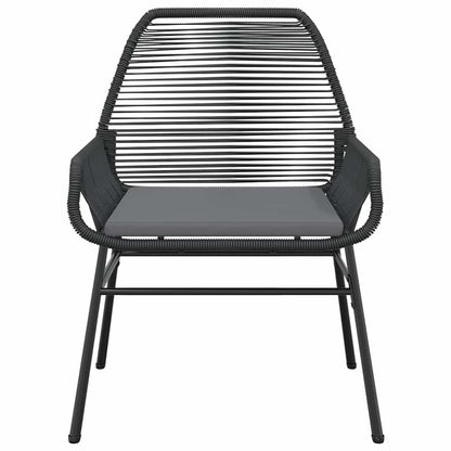 5-tlg. Garten-Essgruppe mit Kissen Schwarz Poly Rattan Glas