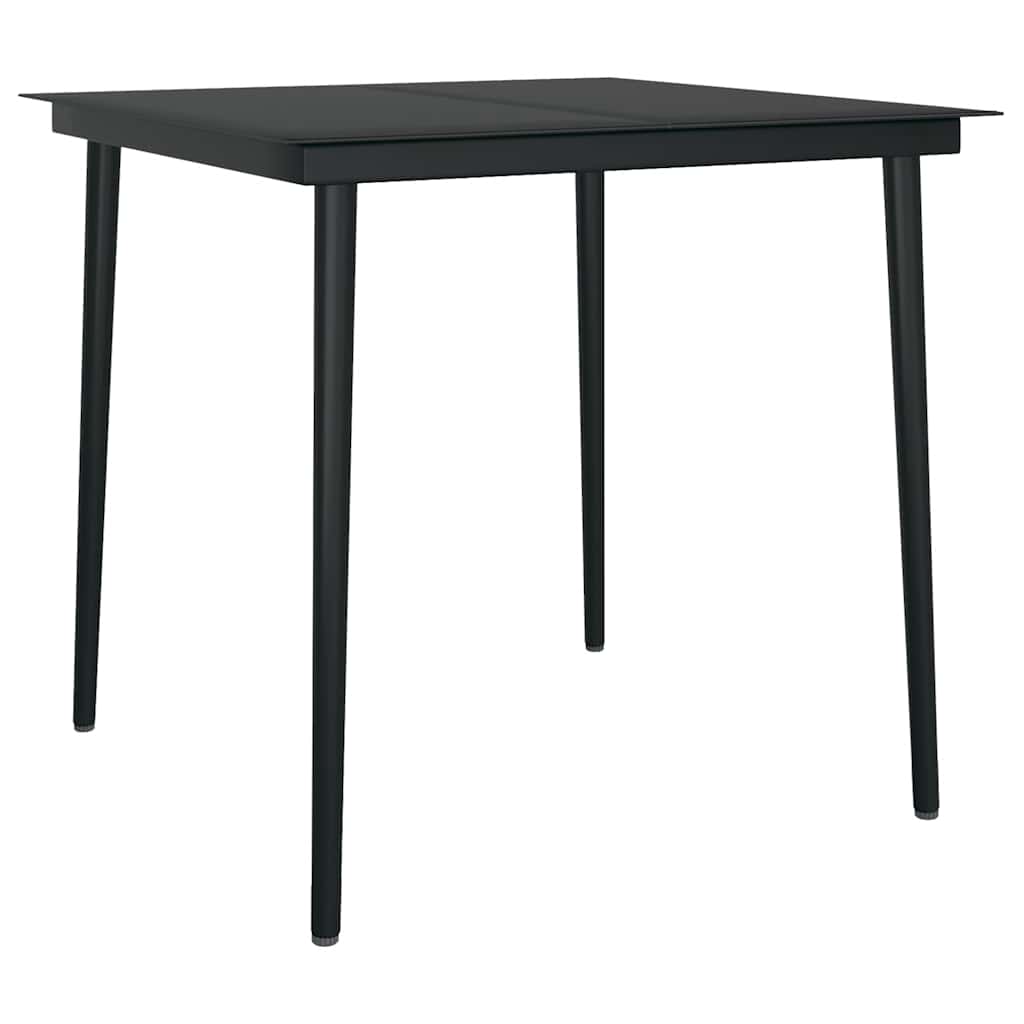5-tlg. Garten-Essgruppe mit Kissen Schwarz Poly Rattan Glas