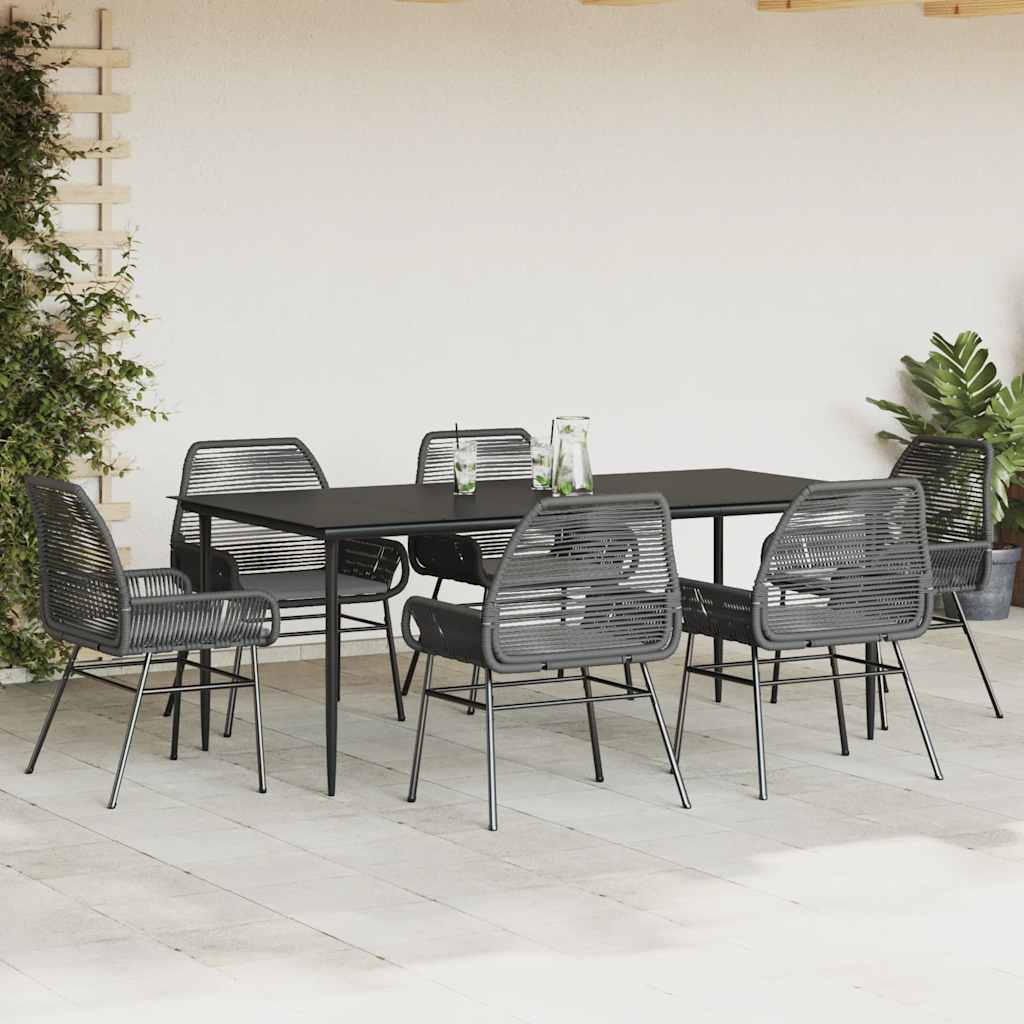 7-Tlg. Garten-Essgruppe Mit Kissen Poly Rattan Glas
