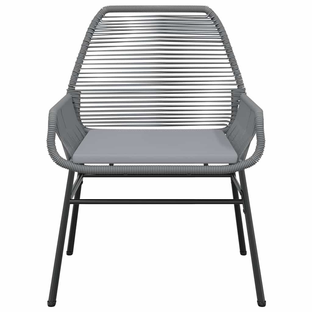 3-tlg. Garten-Essgruppe mit Kissen Grau Poly Rattan Glas