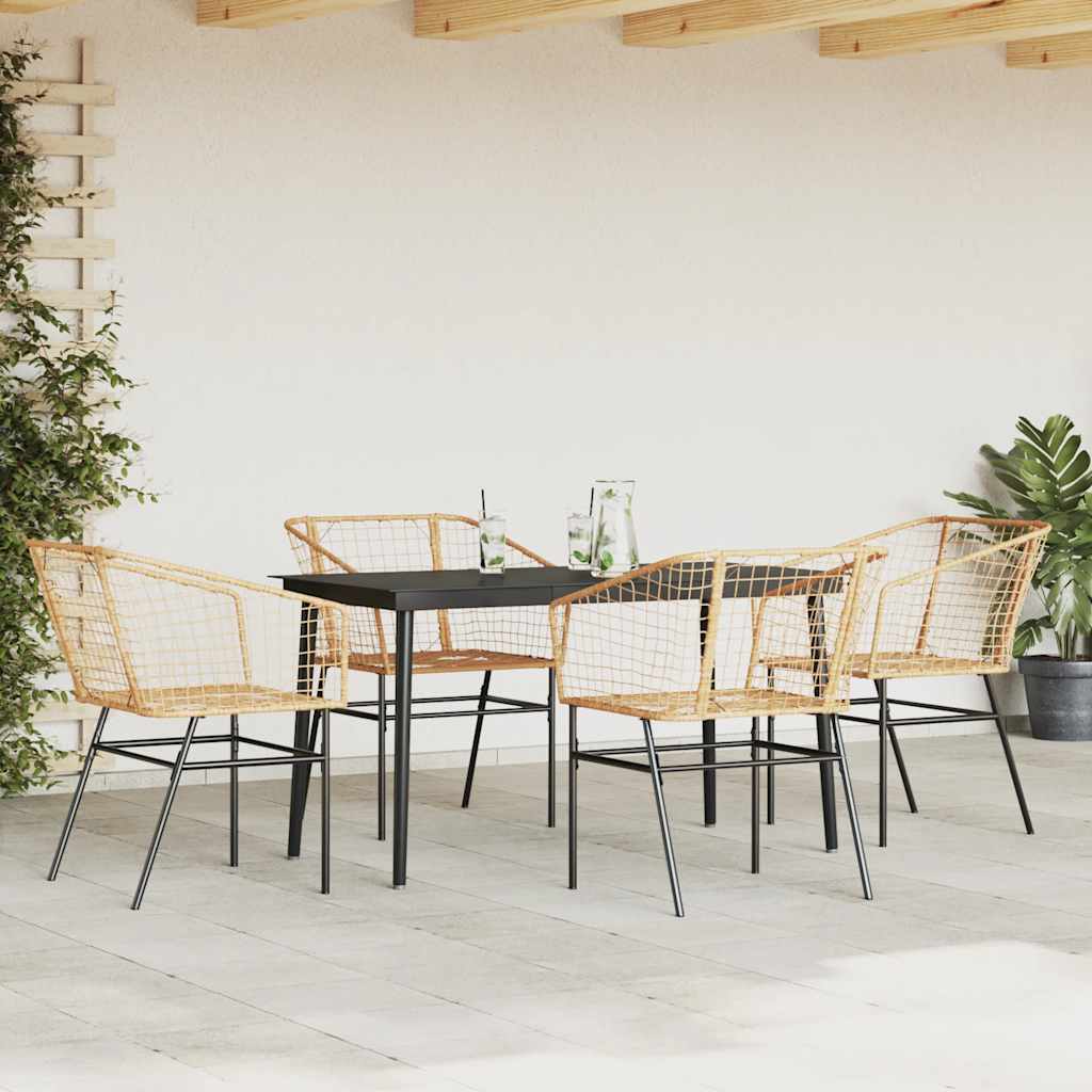 5-teiliges Garten-Esszimmerset Braunes Polyrattanglas