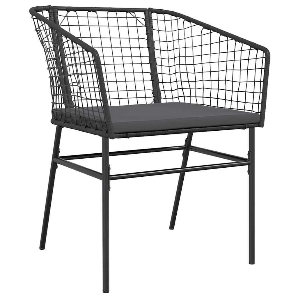 3-tlg. Garten-Essgruppe mit Kissen Schwarz Poly Rattan Glas