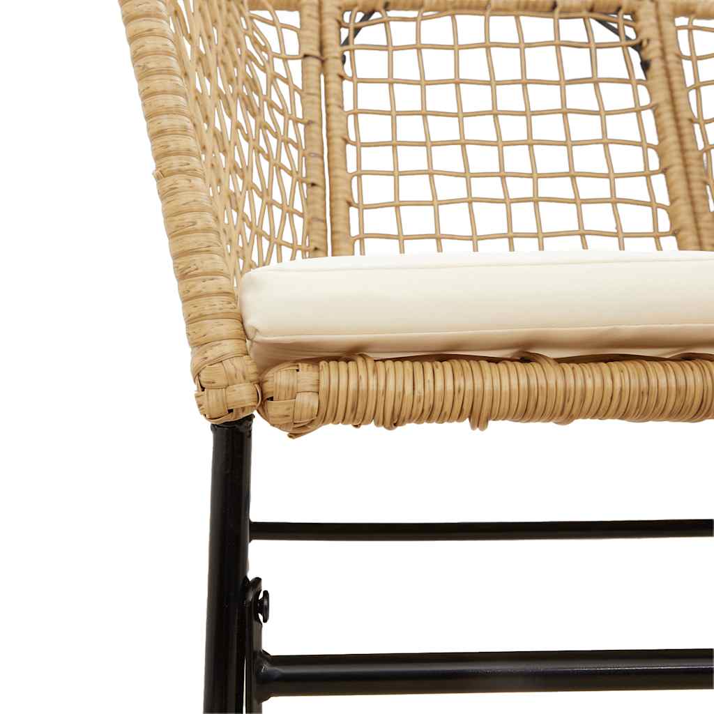 5-tlg. Garten-Essgruppe mit Kissen Braun Poly Rattan Glas