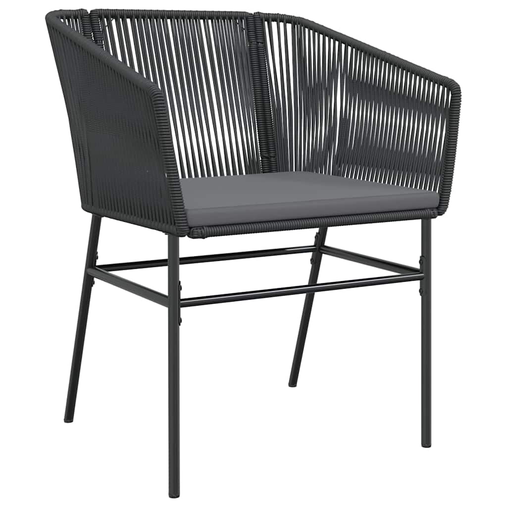 3-tlg. Garten-Essgruppe mit Kissen Schwarz Poly Rattan Glas