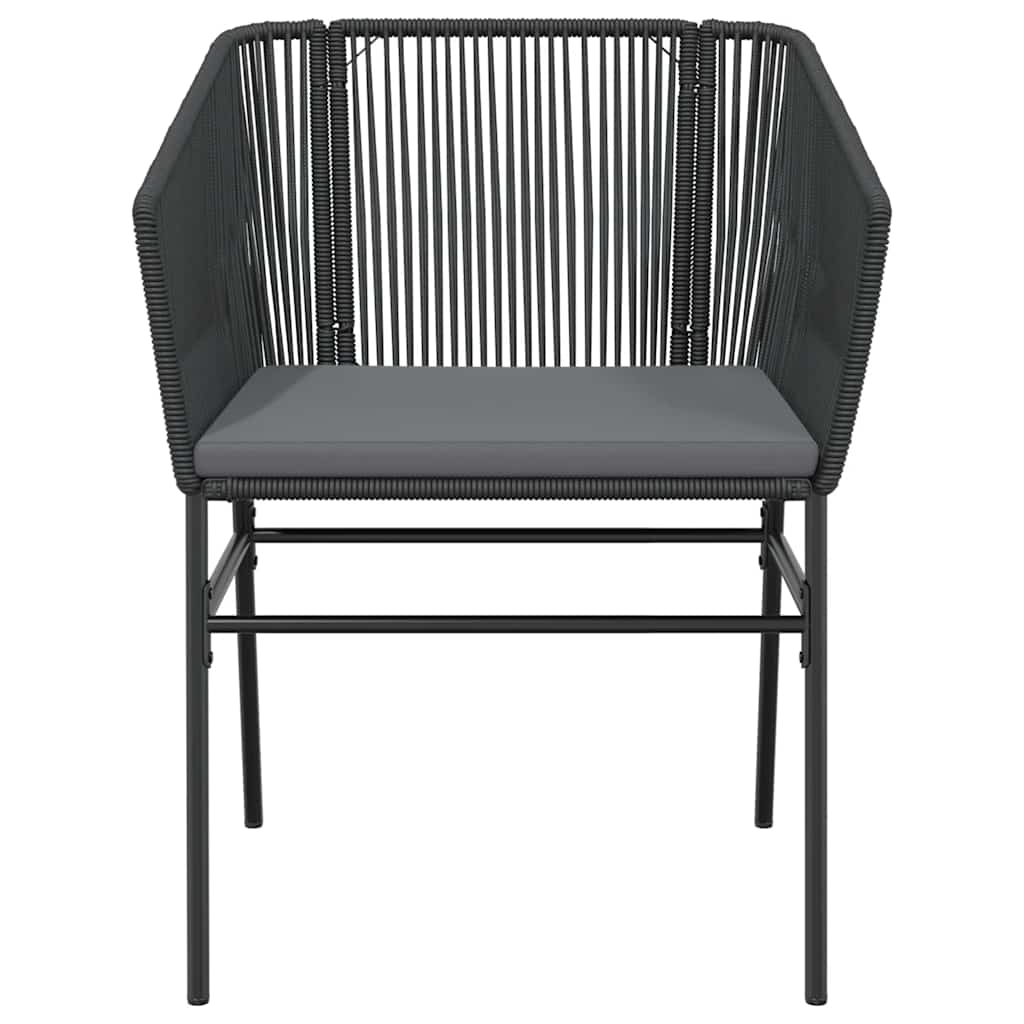 3-tlg. Garten-Essgruppe mit Kissen Schwarz Poly Rattan Glas