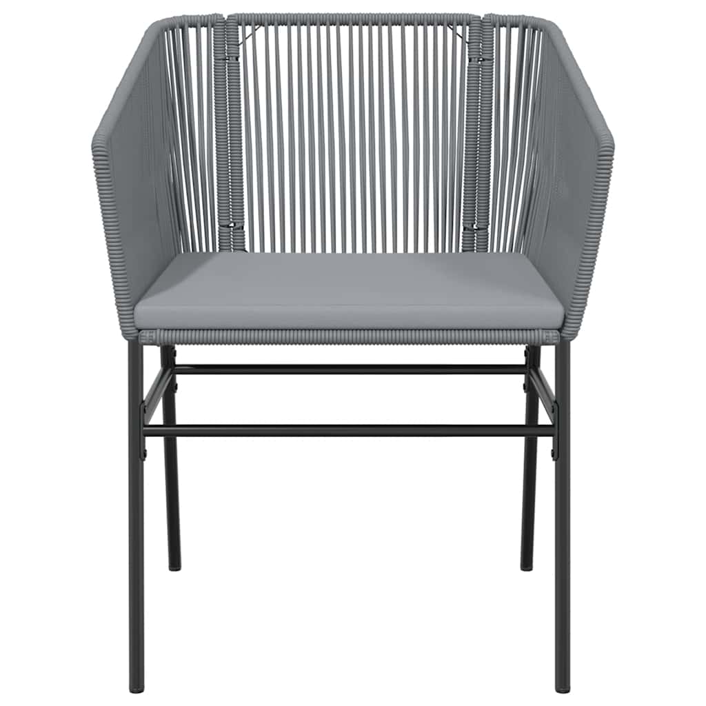 3-tlg. Garten-Essgruppe mit Kissen Grau Poly Rattan Glas
