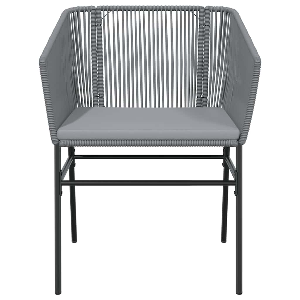 5-tlg. Garten-Essgruppe mit Kissen Grau Poly Rattan Glas