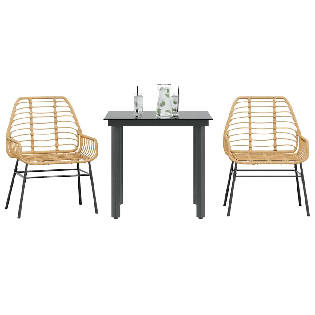 5-Tlg. Garten-Essgruppe Mit Kissen Schwarz Poly Rattan Glas